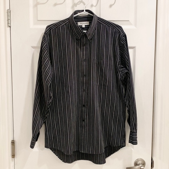 BALMAIN Vintage Striped Button Up Long Sleeve Shirt - Picture 2 of 10